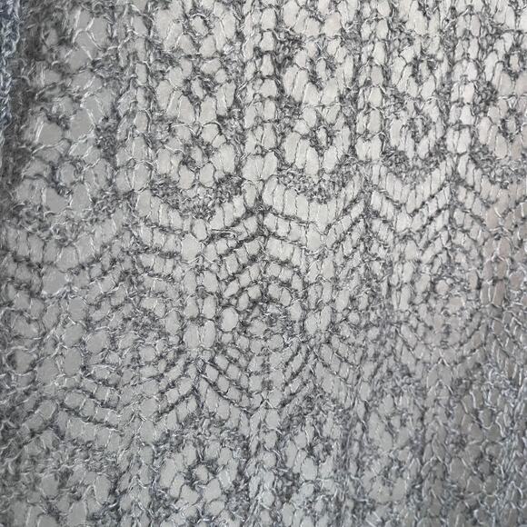 Lauren Ralph Lauren Crochet Knit Open Women Duster Cardigan Small Gray Boho Wool - Picture 4 of 6